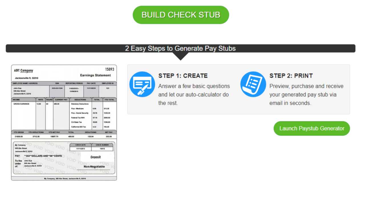 Build your check stub